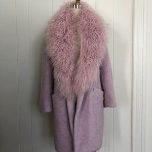 Lavender Coat with Removable Shearling Collar